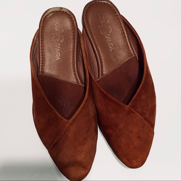 YOSI SAMRA VALENTINA BURNT ORANGE SUEDE MULES SLIP ON SHOES - Picture 10 of 11